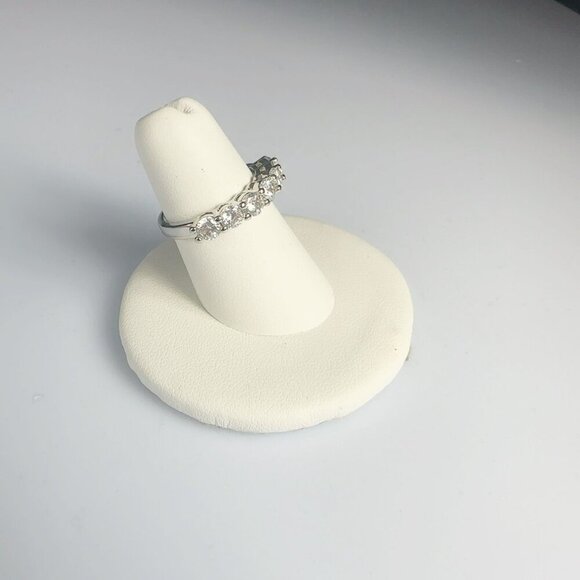 Cubic Zirconia Silver Tone Band Ring Size 6 to 10 - Picture 8 of 14